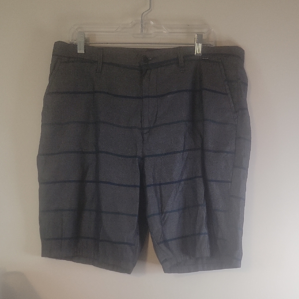 Hurley Gray and Blue Flat Front Shorts Mens